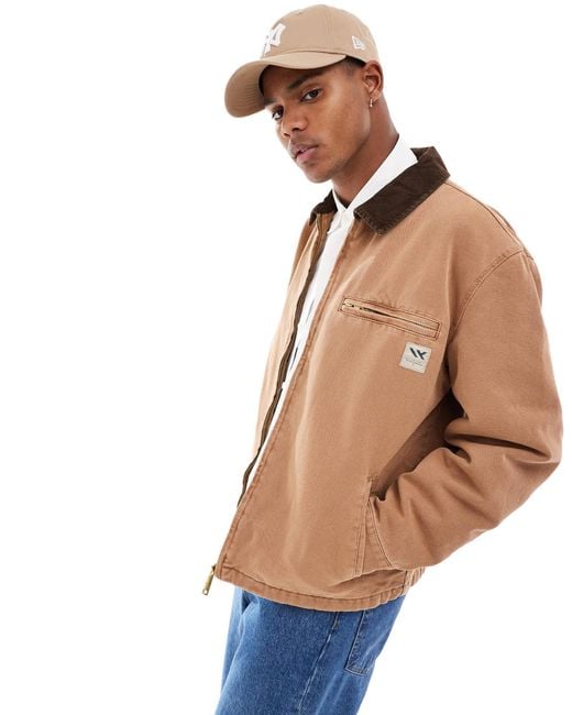 River Island – worker-jacke in Natural für Herren
