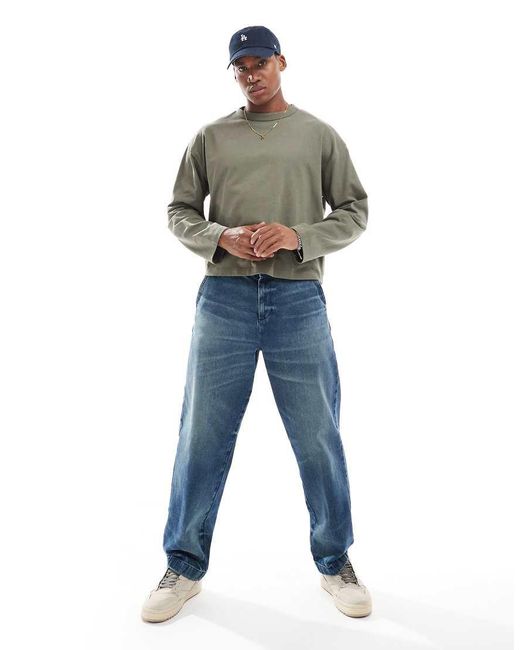 ASOS Green Heavyweight Oversized Boxy Long Sleeve T-Shirt for men