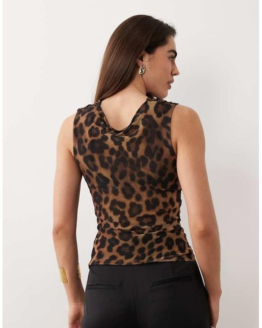 ASOS Black Printed Mesh Slinky Draped Top