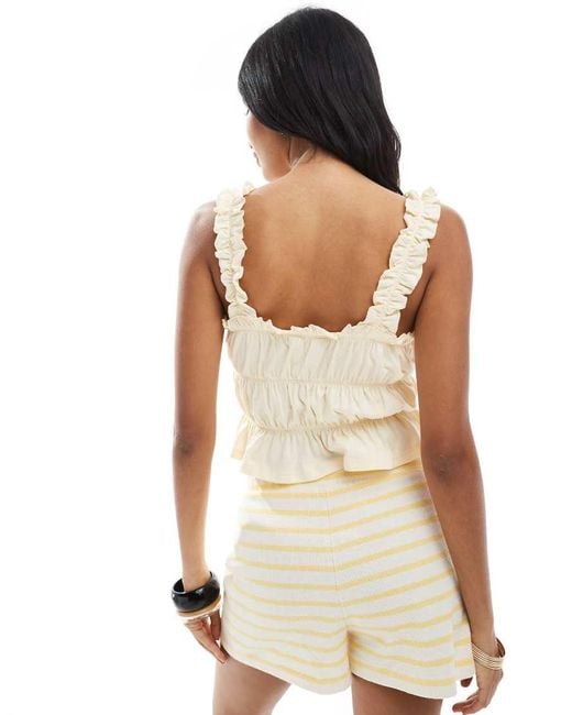 Miss Selfridge White Shirred Tie Front Top