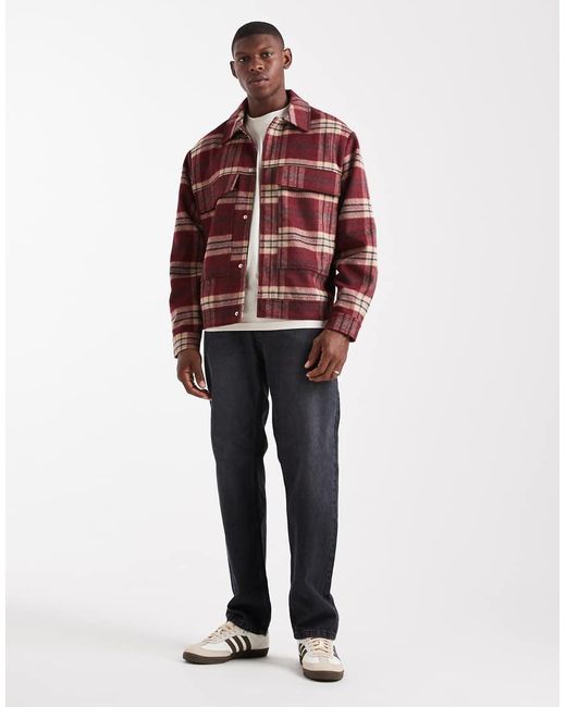 ASOS Red Wool Look Harrington Jacket for men