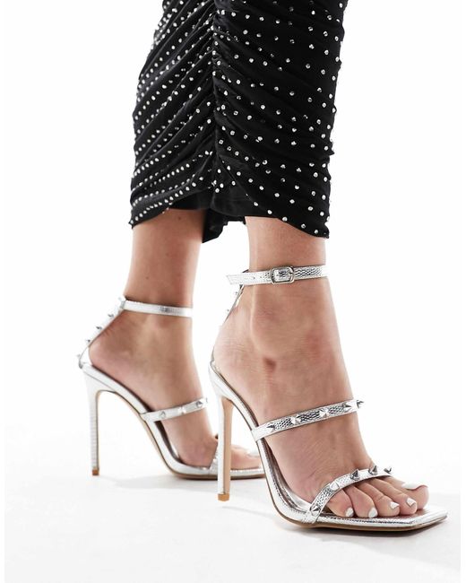 SIMMI Black Simmi London Layleigh Barely There Heeled Sandals With Studded Straps