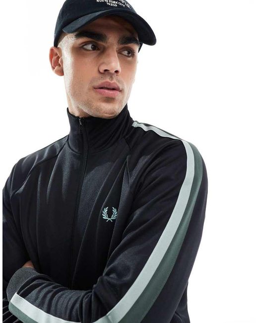 Fred Perry Trainingsjack Met Tweekleurige Bies in het Blue voor heren