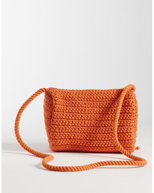 Accessorize Red Beaded Macrame Crossbody Bag