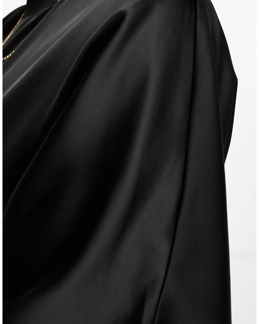 ASOS Black Asos design curve – t-shirt-kleid aus em satin mit oversize-passform und midilänge