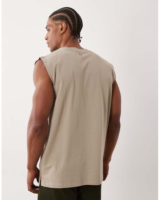 4505 Natural Icon Cotton Oversized Pump Training Tank With Quick Dry Finish for men