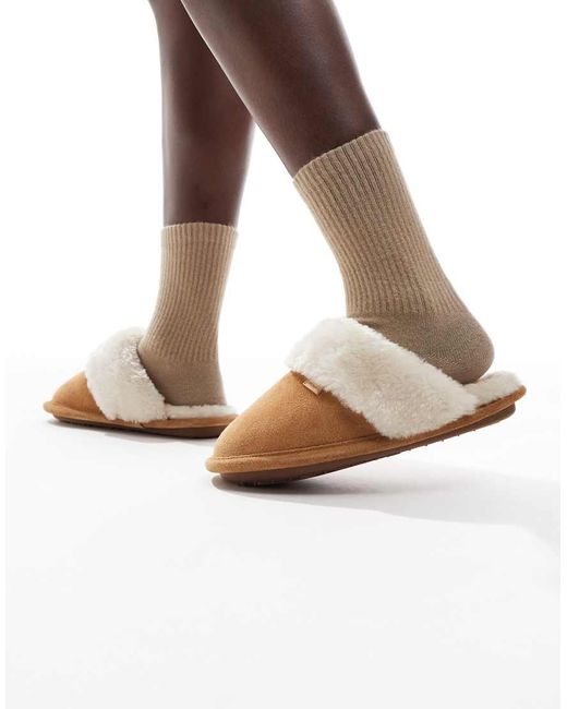 Hunter Brown Lined Mule Slippers