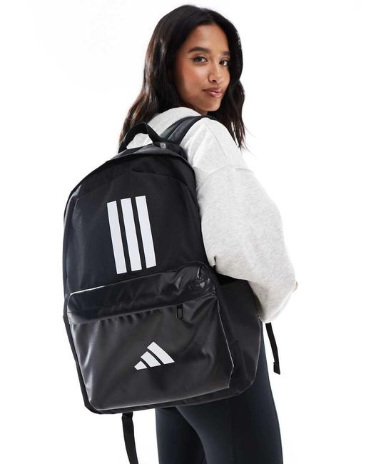 Adidas Originals Black Adidas Training 3 Stripe Pocket Backpack