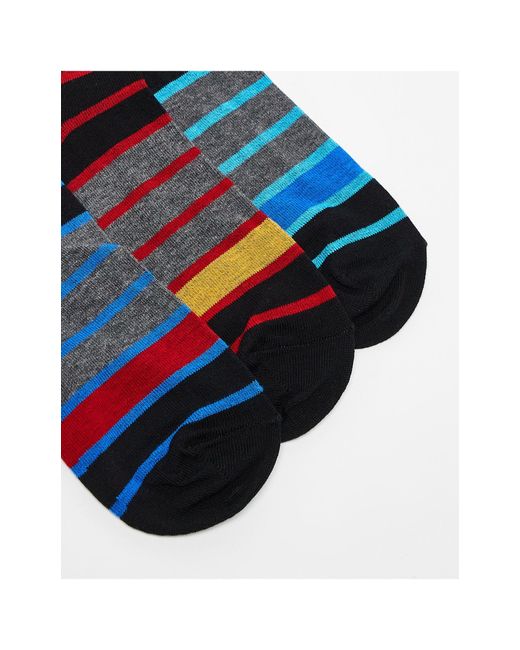 Confezione da 3 paia di calzini eleganti a righe di Farah in Blue da Uomo