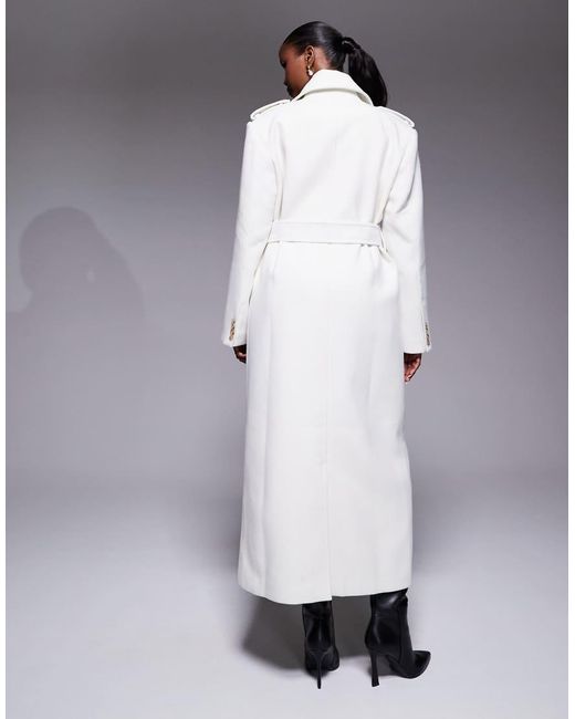 JLUXLABEL White Savannah Formal Belted Maxi Coat