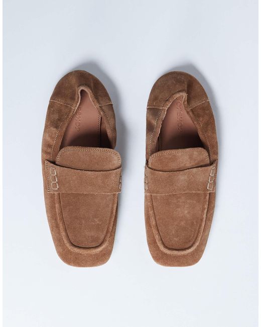 TOPSHOP White Brooks Ruched Back Real Suede Leather Loafer