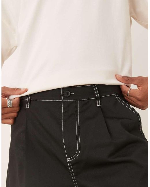 ASOS Natural Oversized baggy Pleated Shorts for men