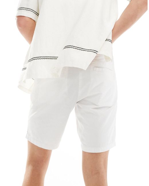 Pantaloncini chino taglio classico slim elasticizzati bianchi di ASOS in White da Uomo