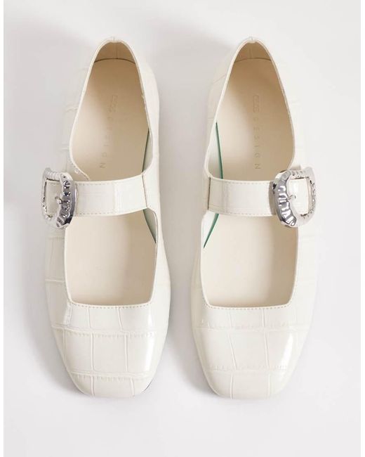 ASOS White Linton Square Toe Mary Jane Ballets