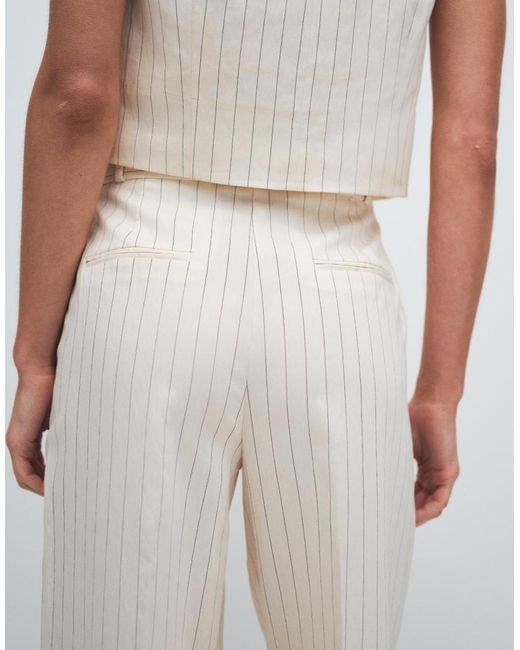 Mango White Cadena Linen Mix Pleat Front Tailored Trouser