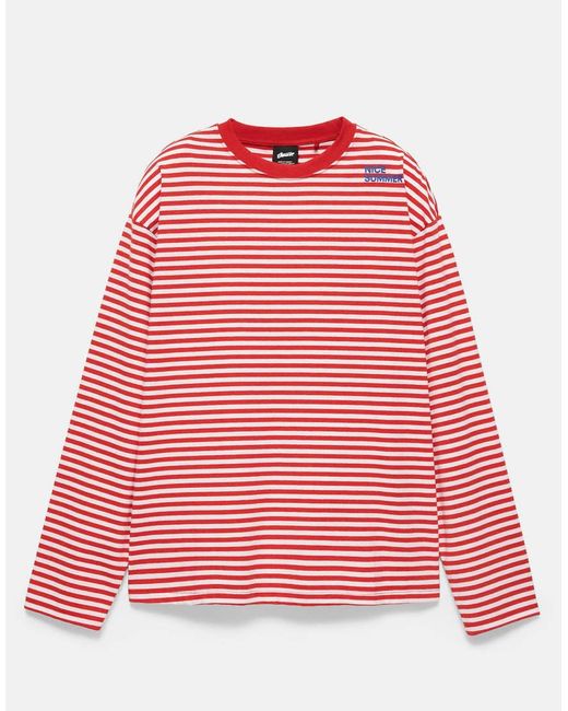 Pull&Bear Red Striped Stwd T-shirt for men