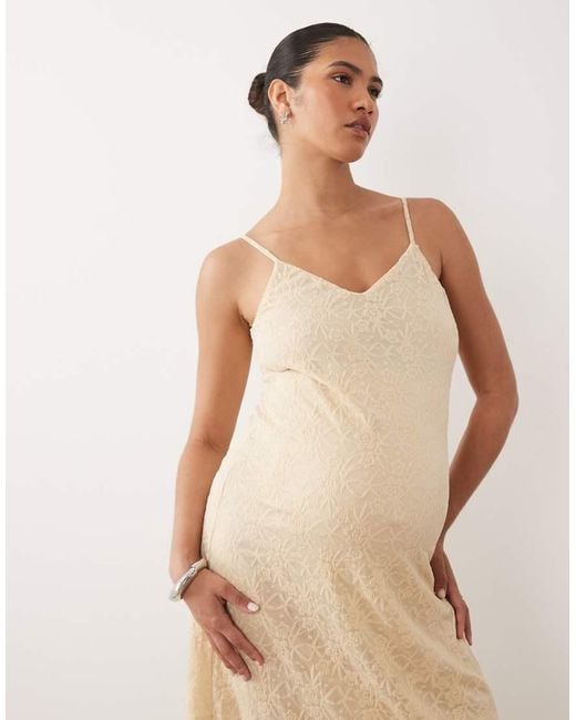 Mama.licious Natural Mamalicious Maternity All Over Lace Cami Strap Midi Dress