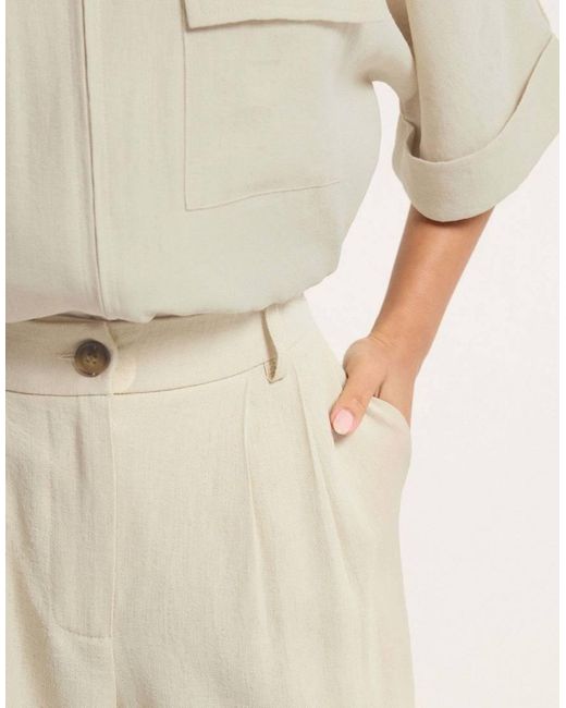 PixieGirl Natural Petite Wide Leg Trousers