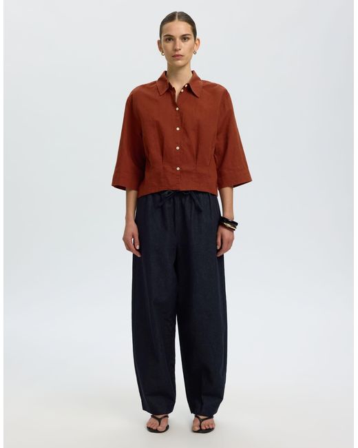 SELECTED Red – kurzärmlige hemdbluse