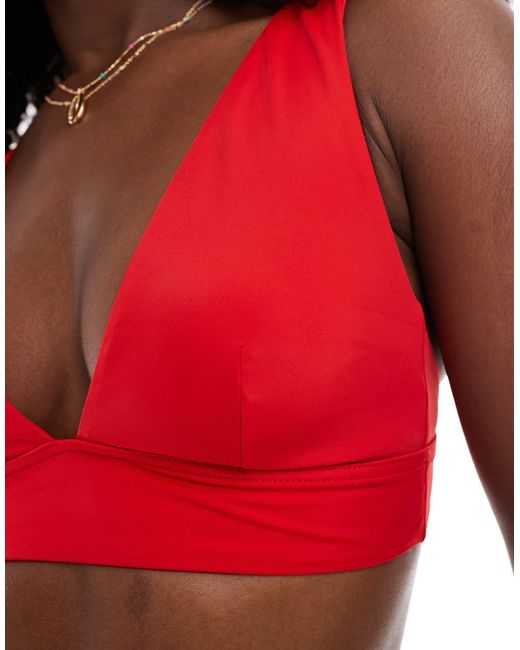 ASOS Red Maya Mix And Match High Apex Triangle Bikini Top