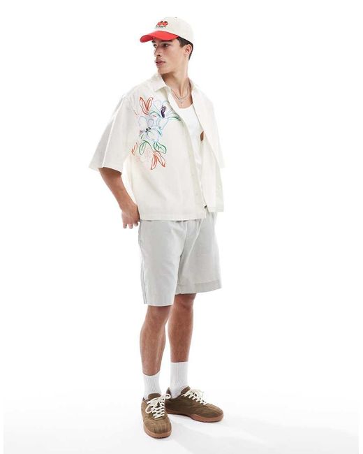 ASOS Oversized Recht Overhemd Met Bloemenprint in het White voor heren