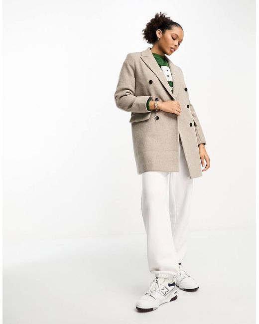 Stradivarius White Tailored Double Breasted Coat