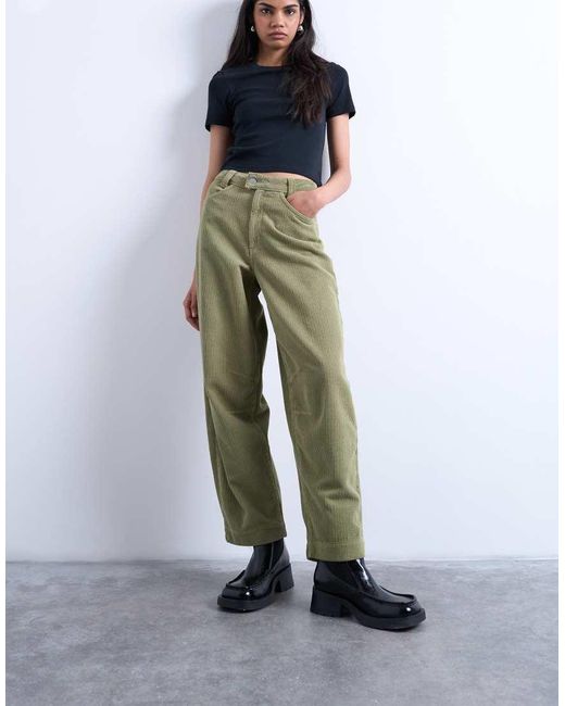 TOPSHOP White Cord High Rise Barrel Leg Trouser