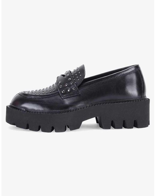 OFF THE HOOK Blue 'Compton' Stylish Block Heel Leather Loafer Shoes