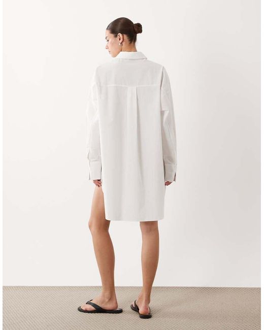 ASOS Natural Wide Cuff Mini Shirt Dress