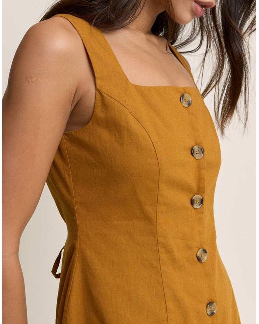 Nobody's Child Natural Square Neck Rosie Mini Dress