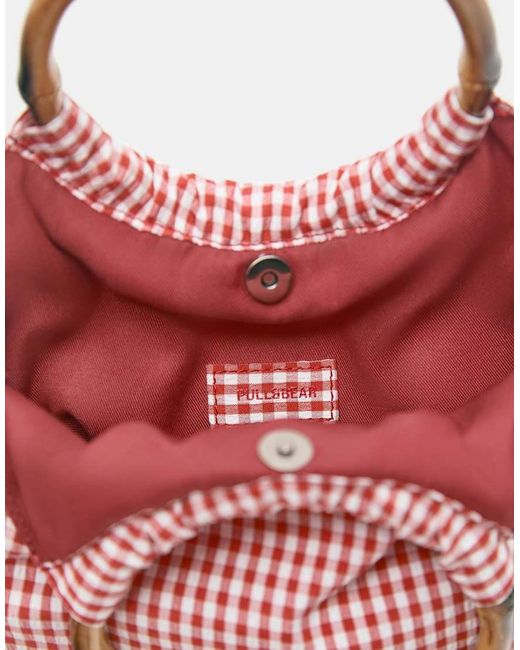 Pull&Bear Pink Gingham Print Handbag