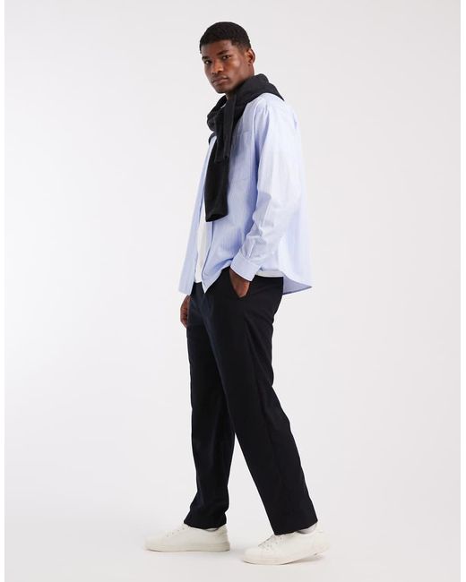 Mango Blue Pleat Front Tailored Trouser for men
