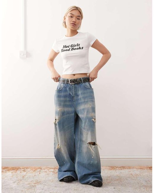 Noisy May White Baby Tee With Hot Girls Print