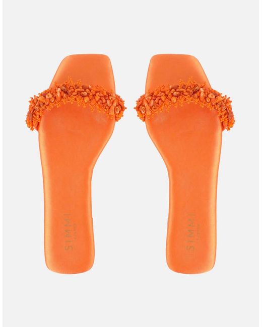 SIMMI Orange Hatty Slip On Flat Sandals