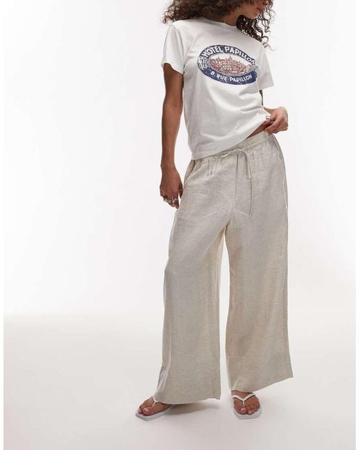 ARKET Natural Cropped Linen Pants With Drawstring Waist