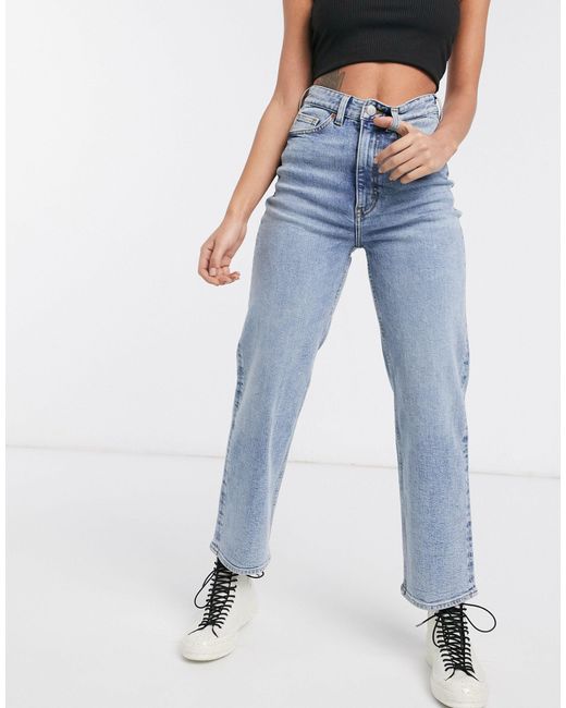 Zami - jeans dritti a vita altaMonki in Cotone di colore Blu | Lyst