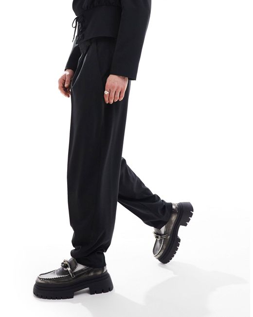 Pantaloni eleganti a palloncino neri con laccetto di ASOS in Blue da Uomo