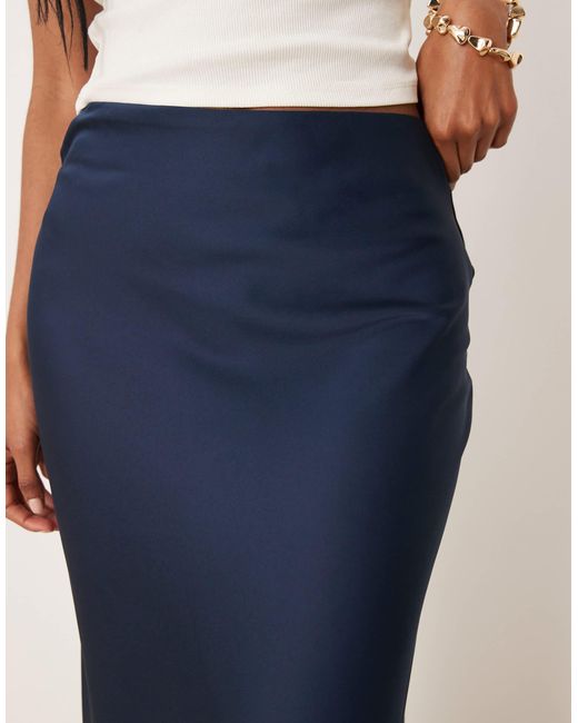 Vila Blue Satin Maxi Skirt