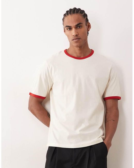 Jack & Jones White Ringer T-Shirt for men