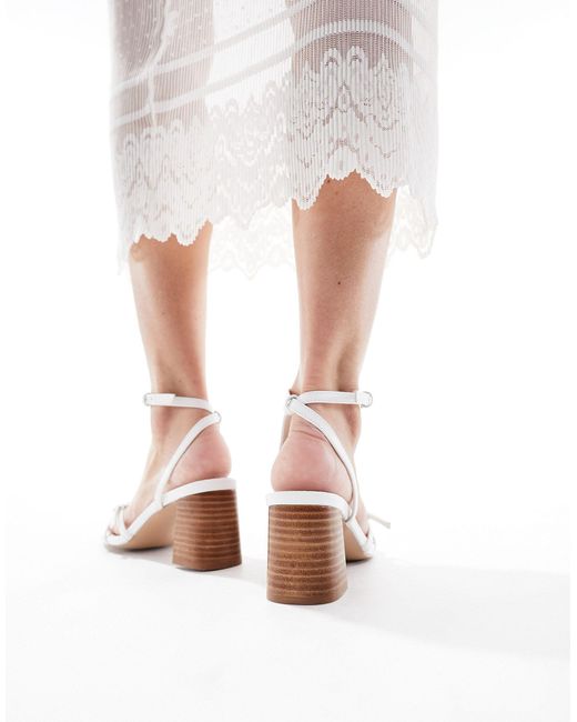 Schuh White Saturn Mid Block Heel Sandals