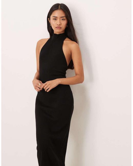 Gina Tricot Natural Sleeveless Knit Turtleneck Maxi Dress