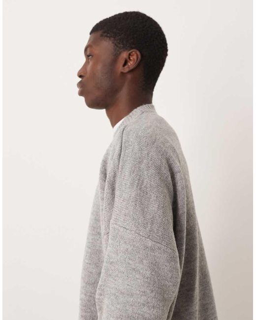 ASOS Super Oversized Gebreide Trui Met Ronde Hals En Rechte Pasvorm in het Gray voor heren