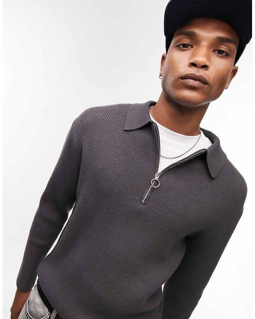 Polo De Punto Acanalado De Topman de hombre de color White