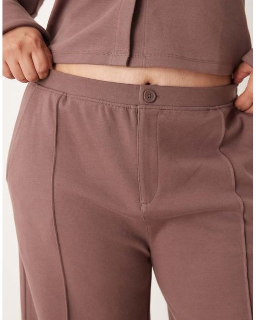 ASOS Brown Asos Design Curve Interlock Cuffed Hem Sweatpants