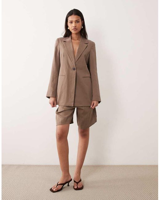 Vila Brown Tailored Single Button Blazer Co-ord