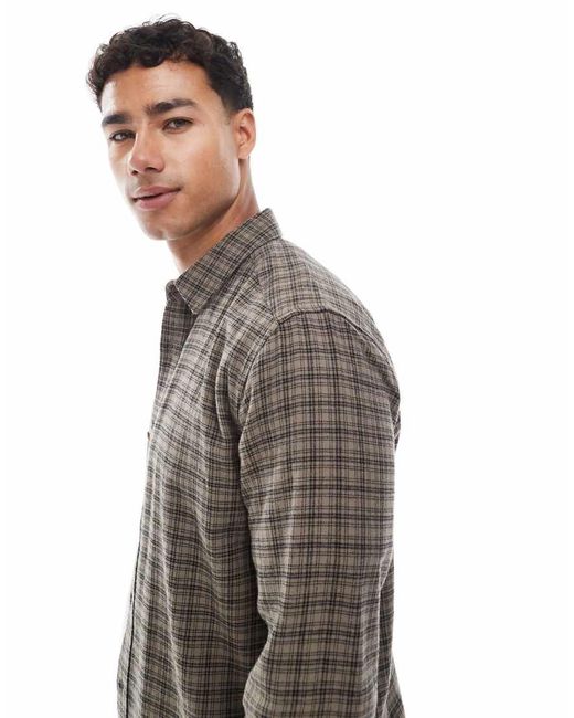Camisa A Cuadros Pequeños Marrones Y Negros De -Marrón Only & Sons de hombre de color Gray