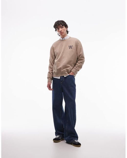 DOUBLE A by WOOD WOOD Blue Noel Pullover Sweatshirt for men