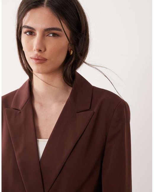 Miss Selfridge Brown Double Breasted Blazer