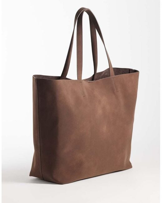 ASOS Brown Oversized Bonded Faux Suede Tote