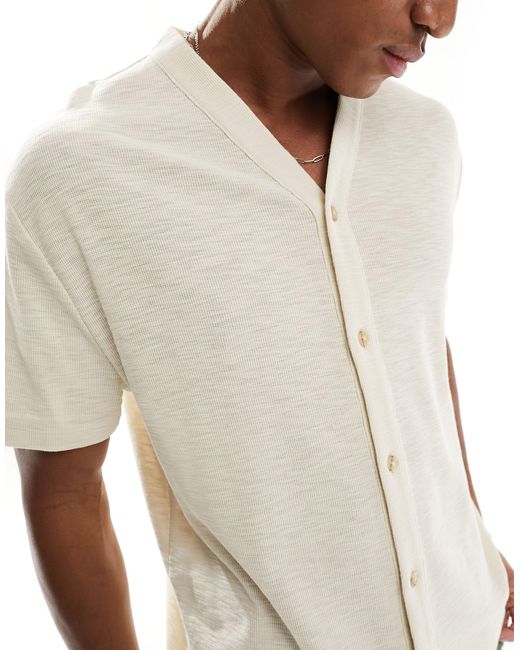 ASOS – baseball-t-shirt mit waffelstruktur in White für Herren